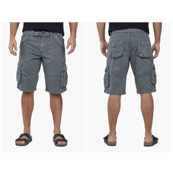 XRay Jeans Belted Double Pocket Bermuda Cargo Shorts Mens size 52 grey green NWT - Picture 3 of 16